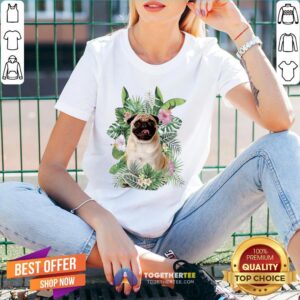Alternative view of Official Pug White Flower Shirt