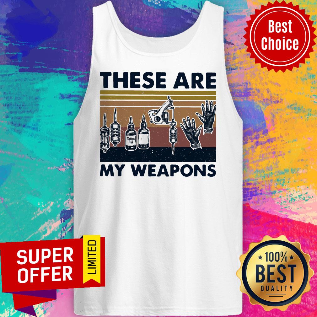 Awesome These Are My Weapons Glove Tattoo Artist Tools Vintage Retro Shirt - Image 4