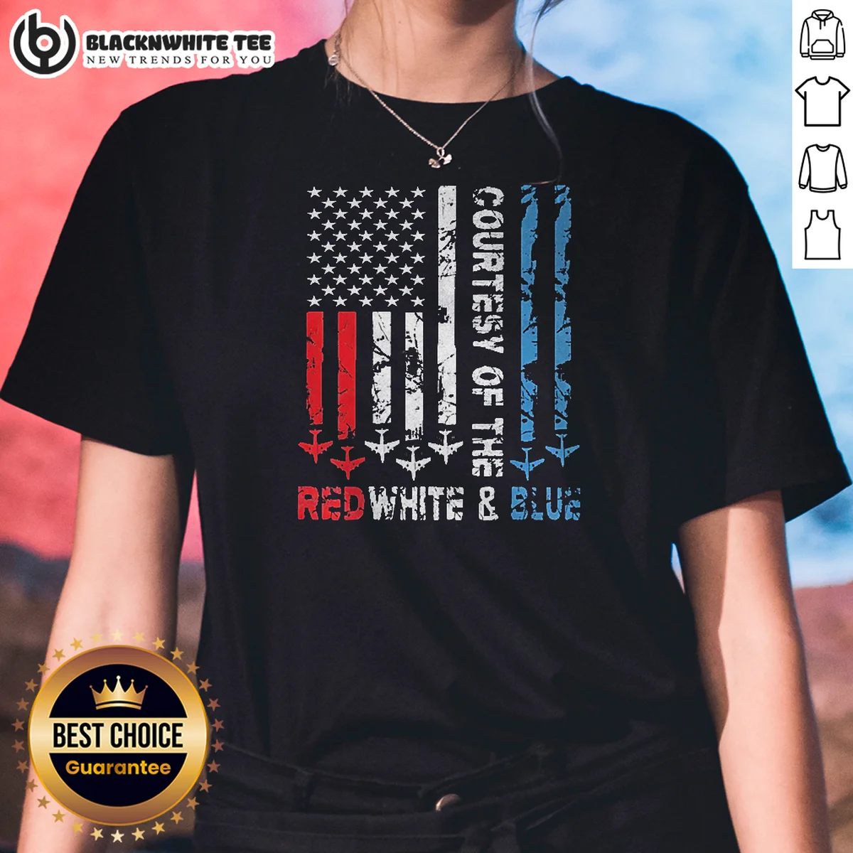 Funny Courtesy Of The Red White And Blue America US Flag Patriotic 4th Of July Shirt - Image 2