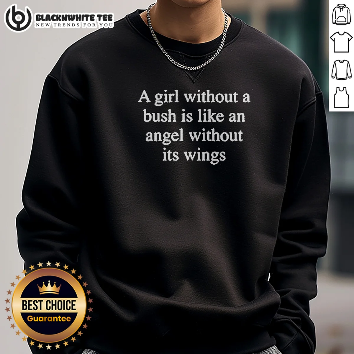 Nice A Girl Without A Bush Is Like An Angel Without Its Wings Shirt - Image 5