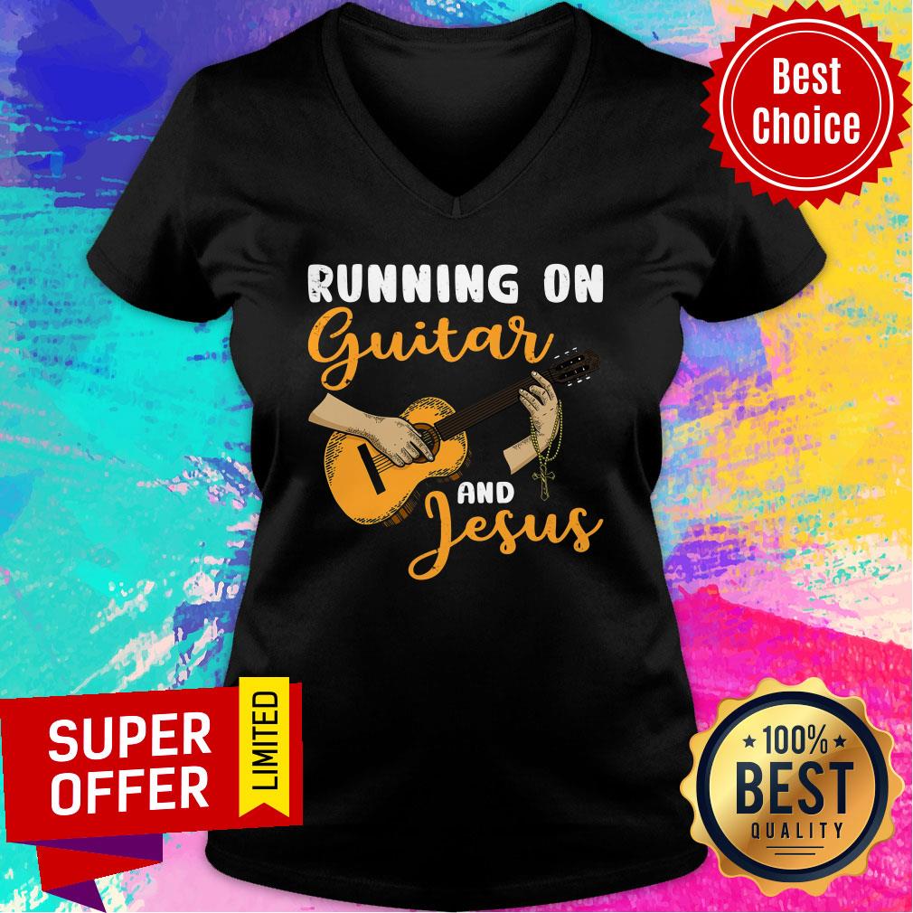 Running On Guitar And Jesus Cross Shirt - Image 3