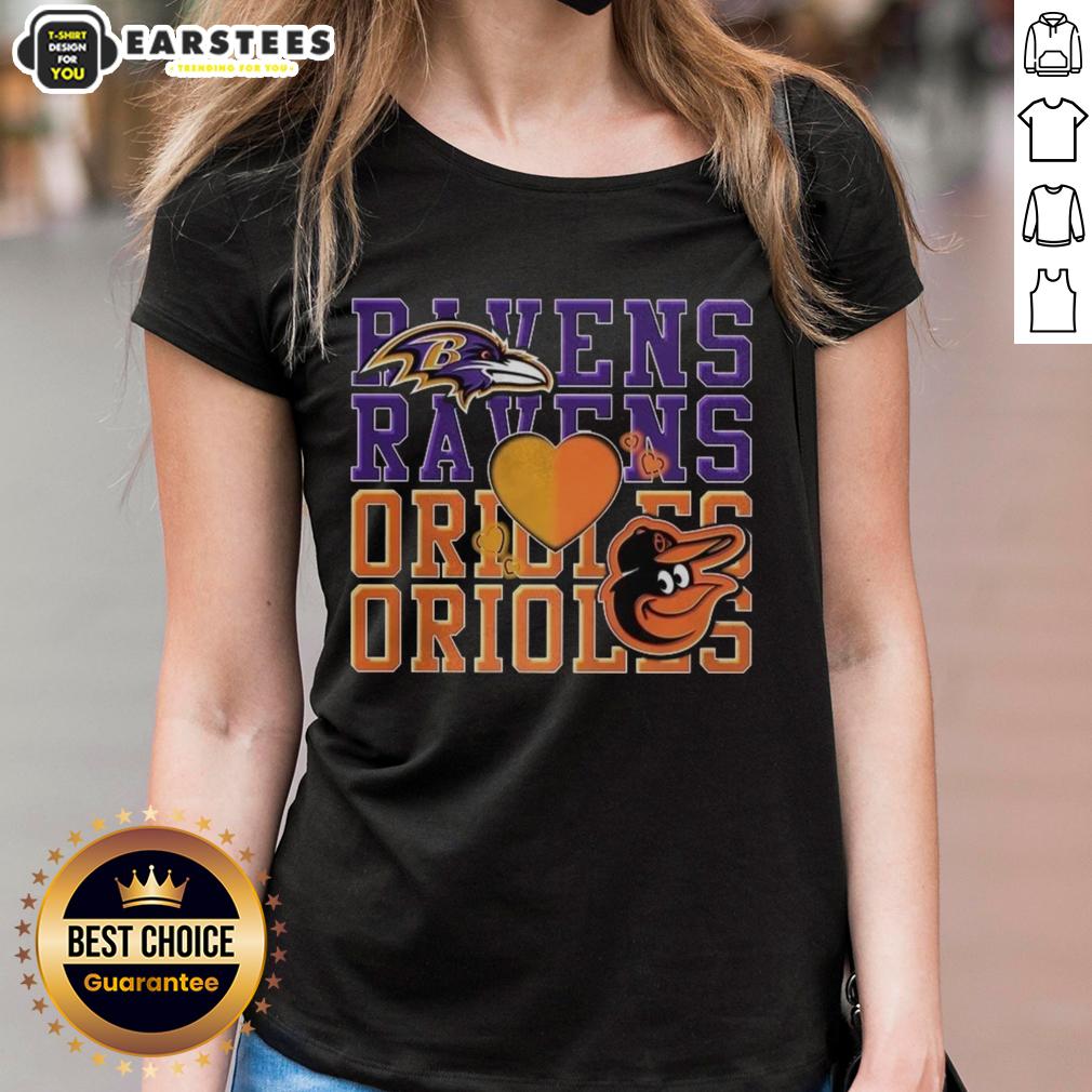 Awesome Baltimore Ravens Nfl And Baltimore Orioles Mlb Sport Lover T-Shirt - Image 3