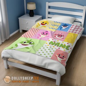 Alternative view of Official Top Personalized Colorful Baby Shark Blanket Fleece Customized Blanket