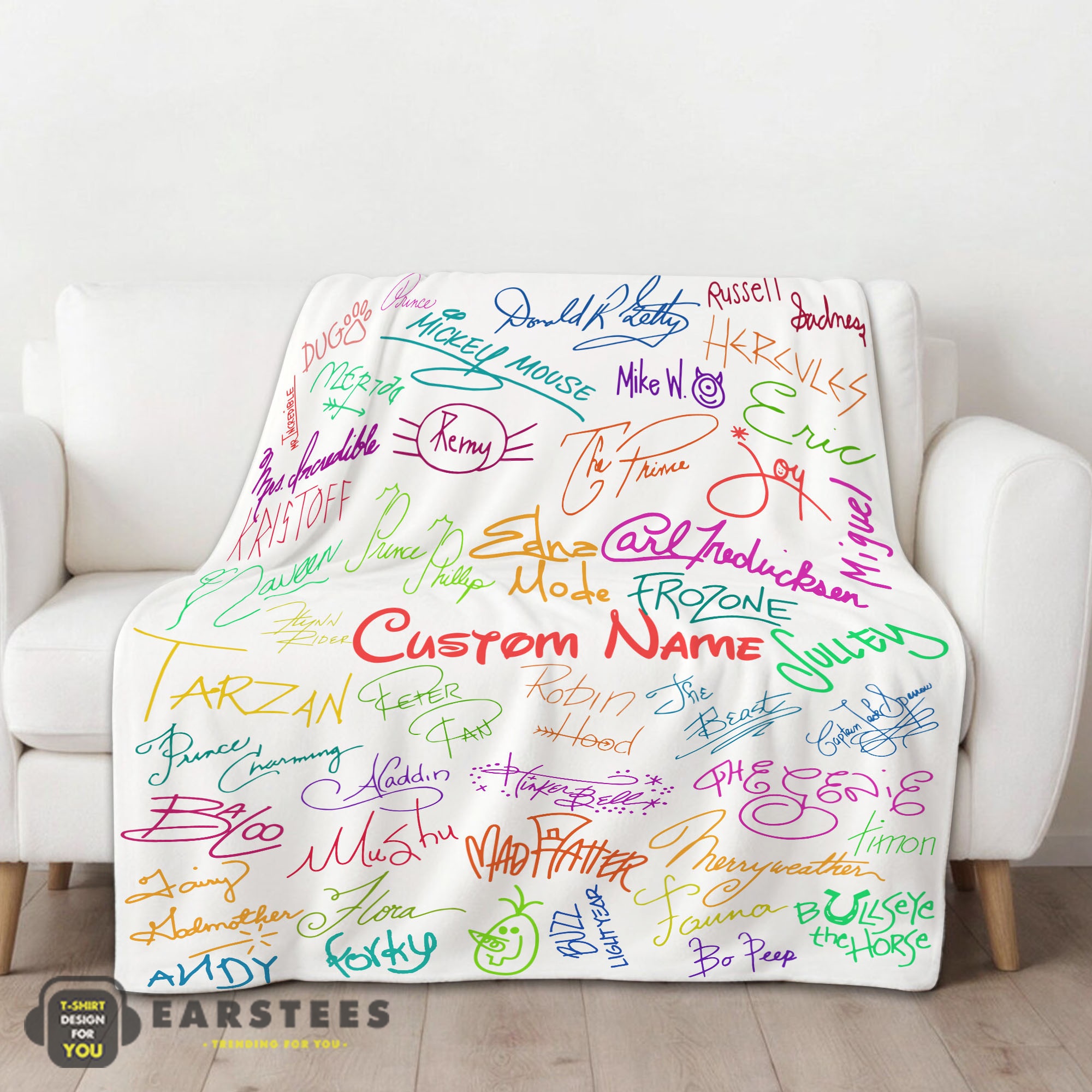 Good Playful Hand Writing Typography Vibrant Name Blanket Fleece Customized Blanket - Image 2