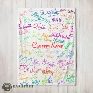 Good Playful Hand Writing Typography Vibrant Name Blanket Fleece Customized Blanket