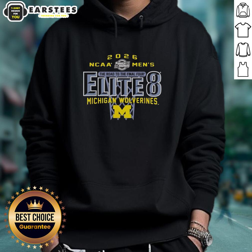 Good Michigan Wolverines NCAA Men's Basketball Elite 8 2026 The Road To The Final Four T-Shirt - Image 2