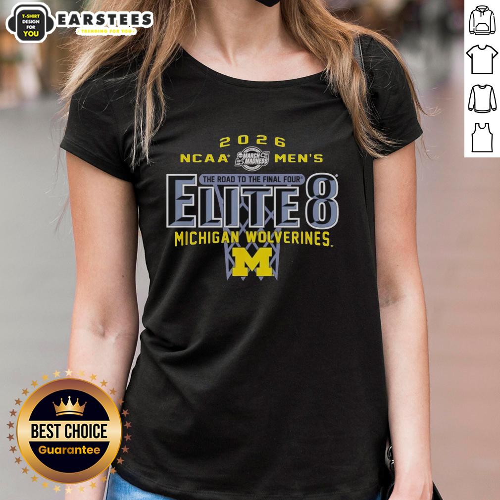 Good Michigan Wolverines NCAA Men's Basketball Elite 8 2026 The Road To The Final Four T-Shirt - Image 3