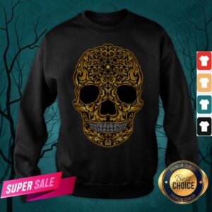 Alternative view of Gold Sugar Skull Day Dead Dia De Los Muertos Shirt