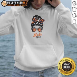 Alternative view of Top New York Mets Girl Messy Bun Glasses T-Shirt