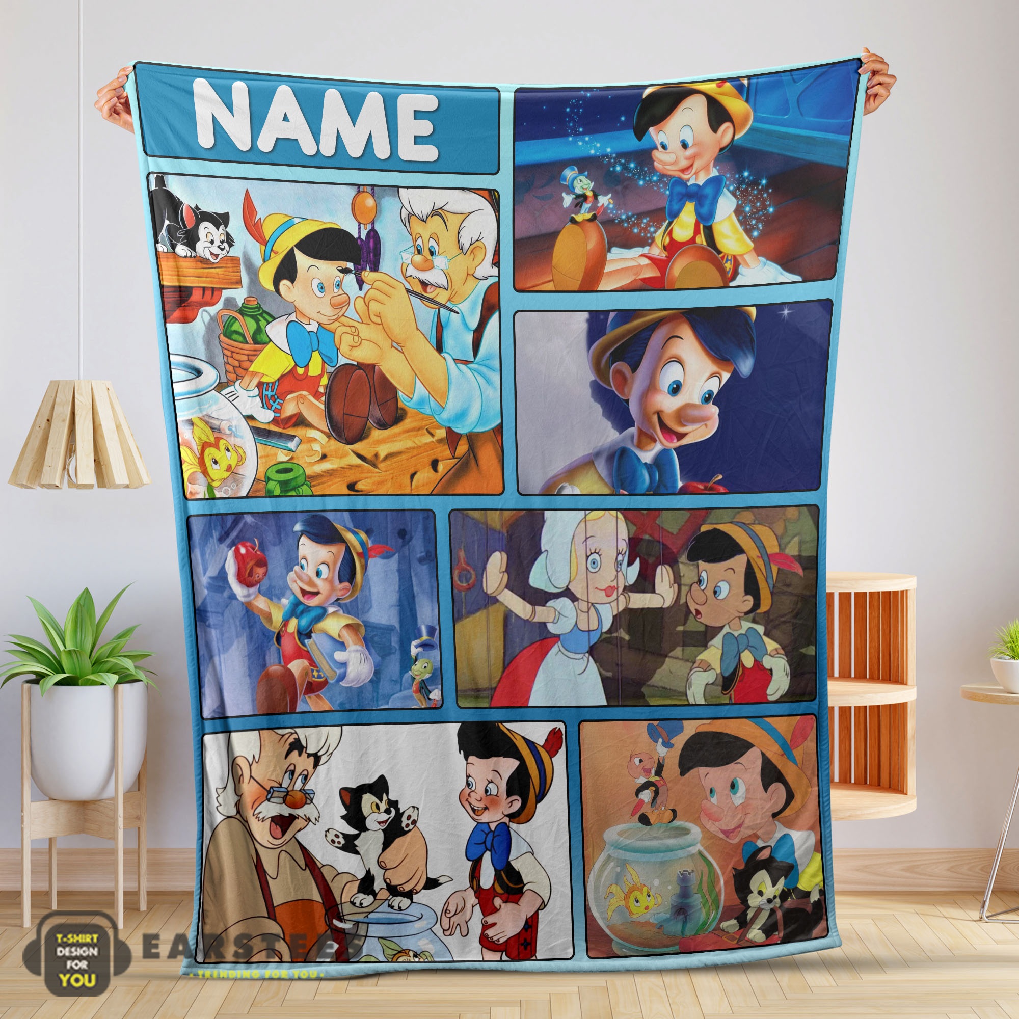 Good Disney Cartoon Pinocchio With Friends Blanket Fleece Customized Blanket