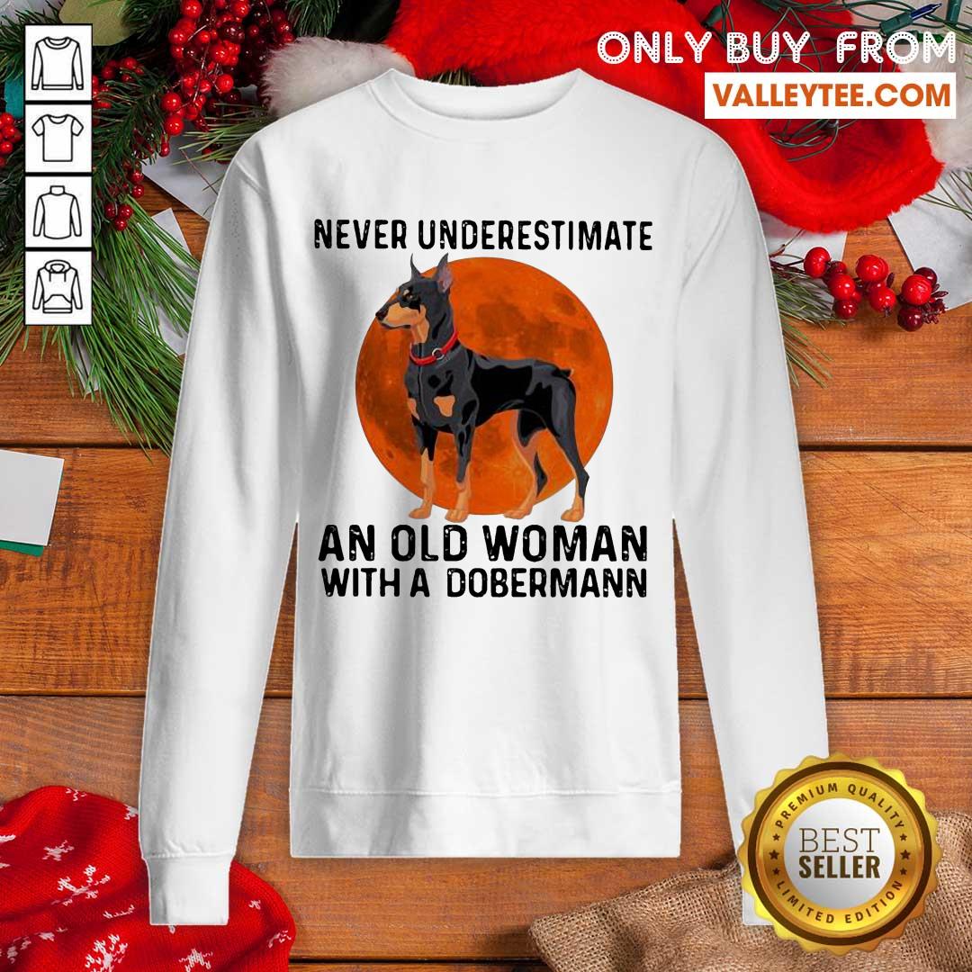 Cute Never Underestimate An Old Woman With A Dobermann Moonblood Shirt - Image 5