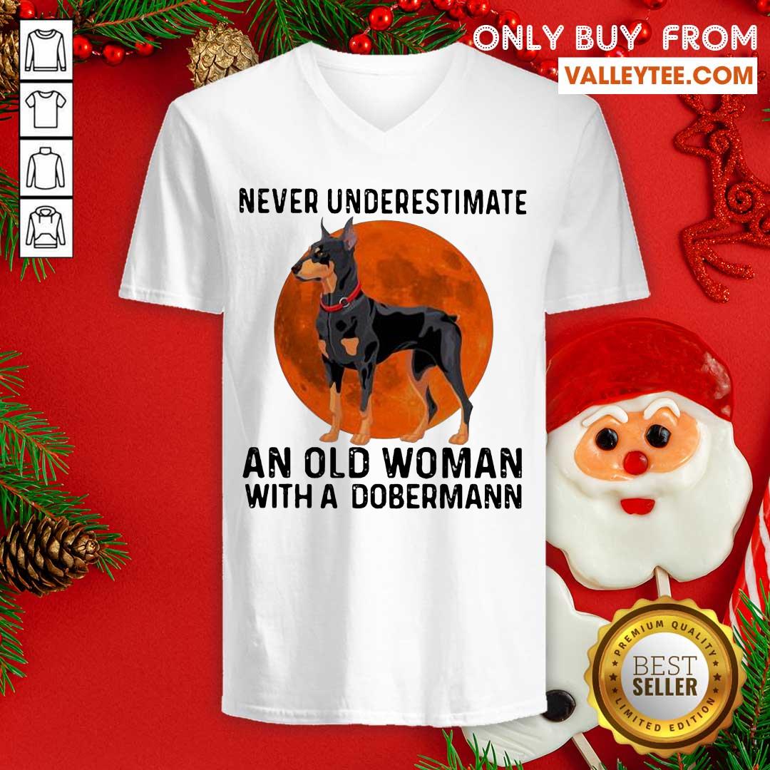 Cute Never Underestimate An Old Woman With A Dobermann Moonblood Shirt - Image 3