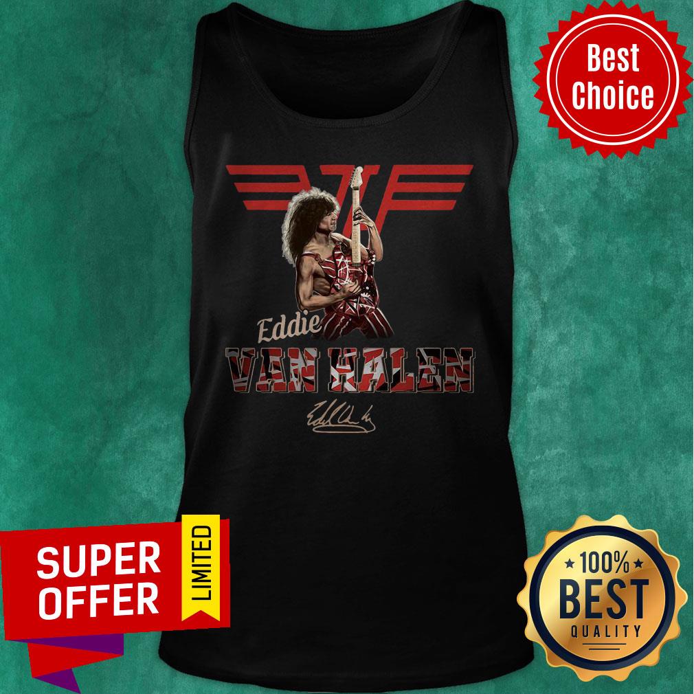 Funny Eddie Van Halen Playing Guitar Signature Shirt - Image 4