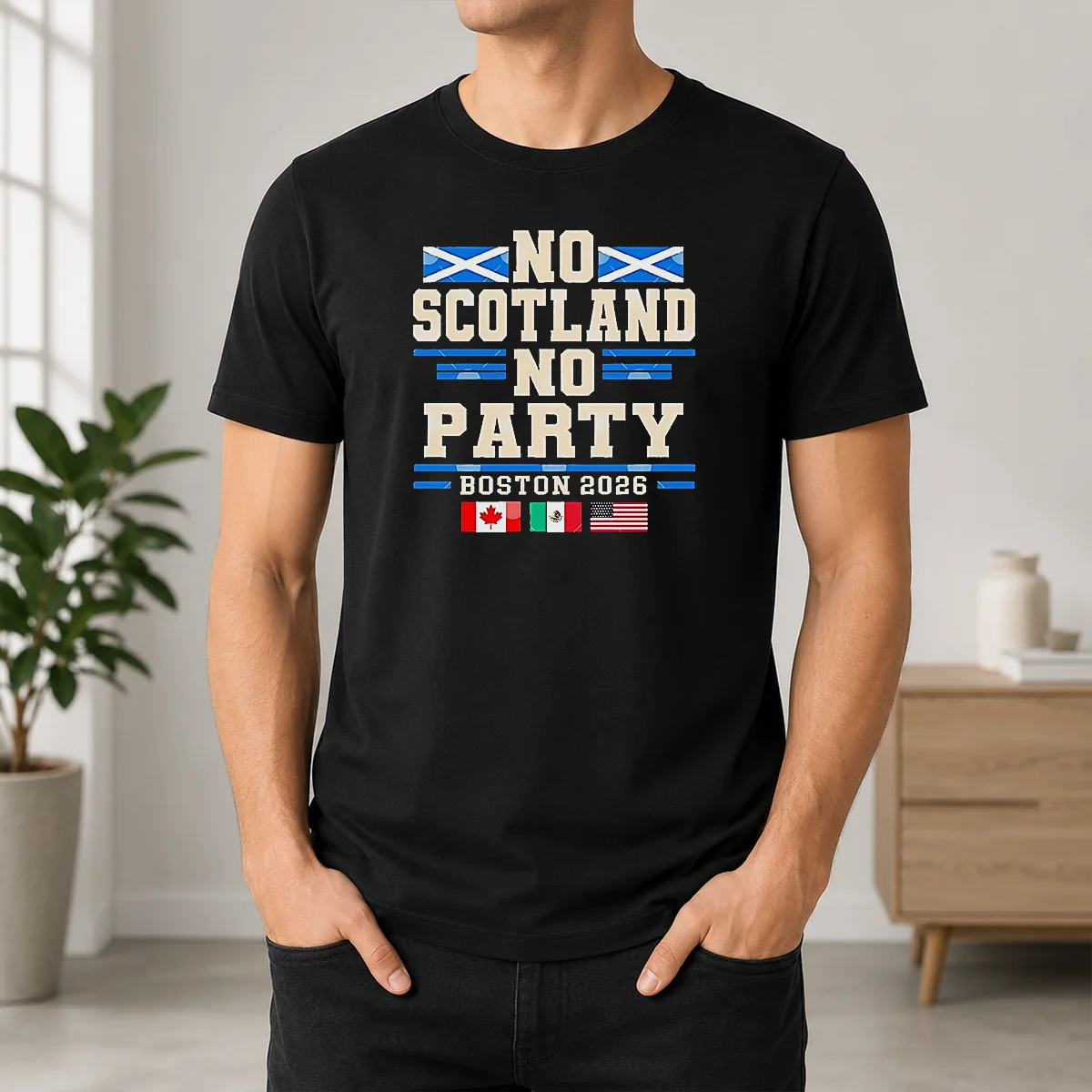 Funny The Tartan Army No Scotland No Party Canada Mexico USA Flags Shirt