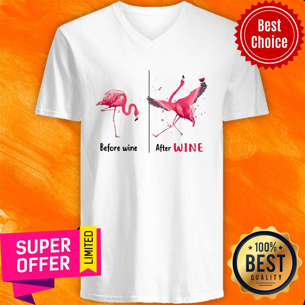 Funny Flamingo Wine Before Wine Shirt - Image 4