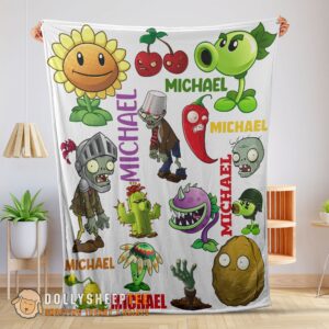 Hot Cute Pretty Plants Vs Zombies Characters Blanket Fleece Customized Blanket