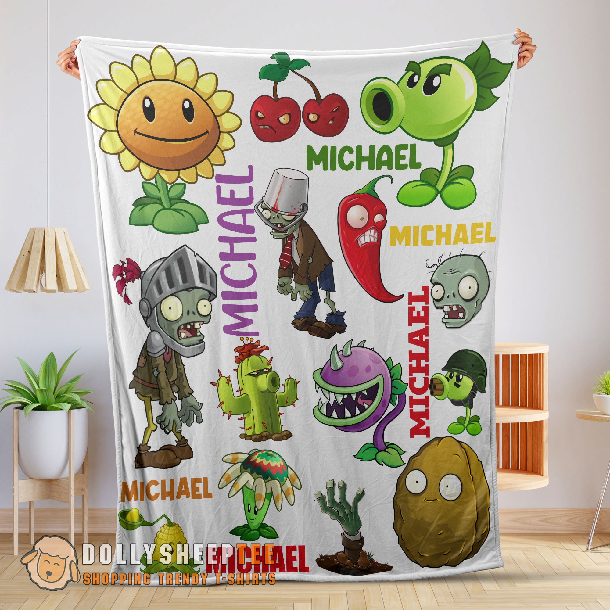Hot Cute Pretty Plants Vs Zombies Characters Blanket Fleece Customized Blanket