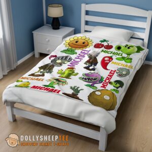 Alternative view of Hot Cute Pretty Plants Vs Zombies Characters Blanket Fleece Customized Blanket