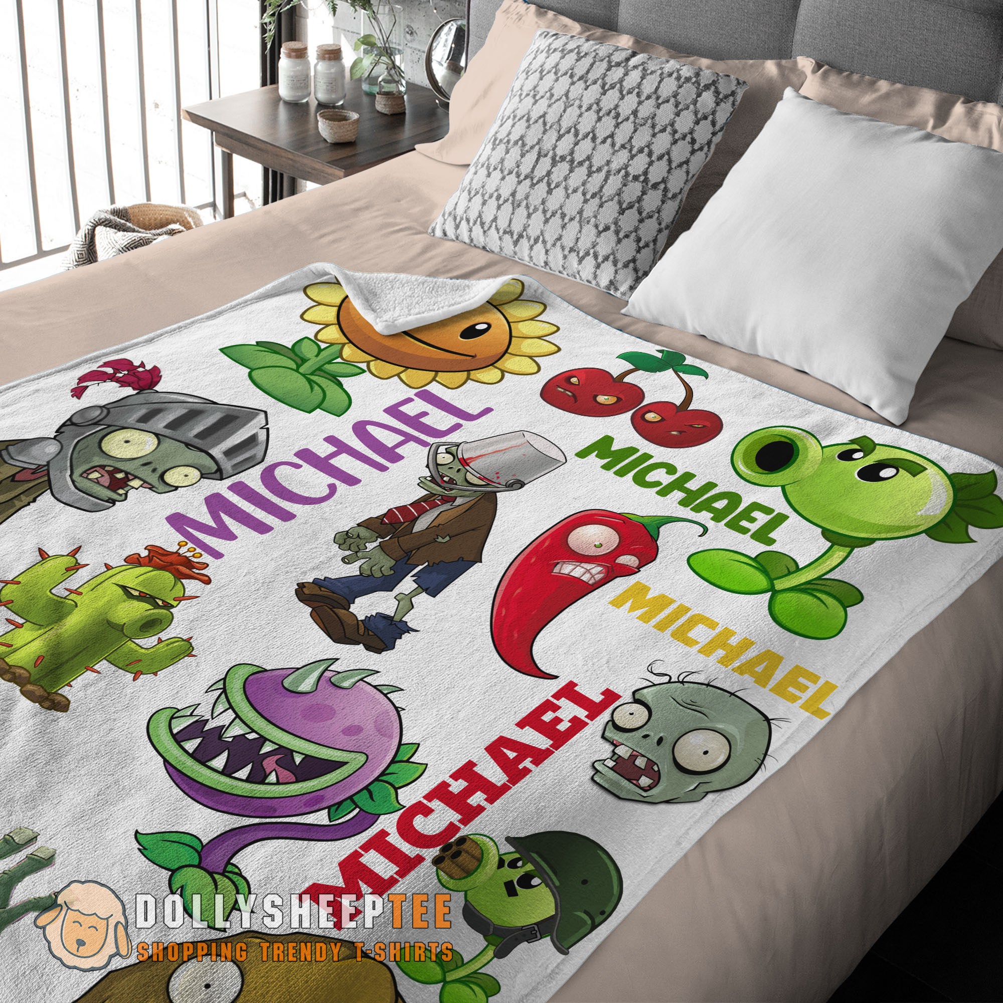 Hot Cute Pretty Plants Vs Zombies Characters Blanket Fleece Customized Blanket - Image 3