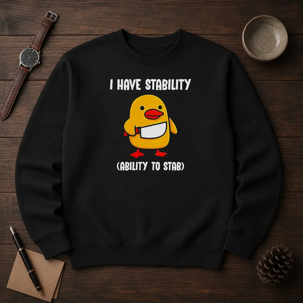 Official I Have Stability Ability To Stab Cute Duck With Knife Shirt - Image 7