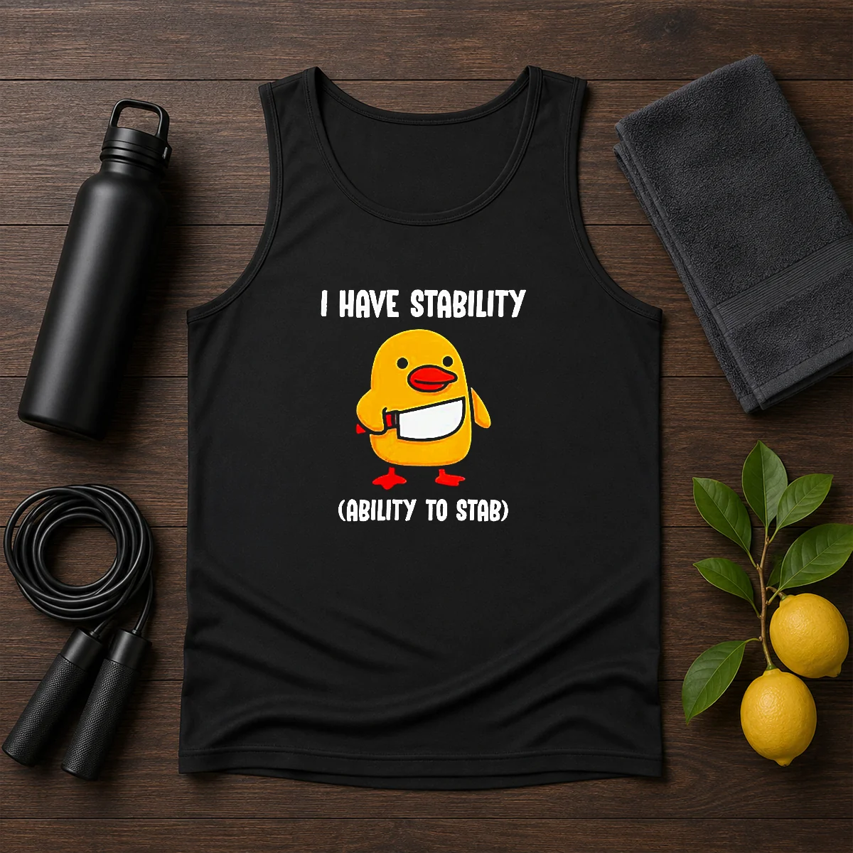 Official I Have Stability Ability To Stab Cute Duck With Knife Shirt - Image 3