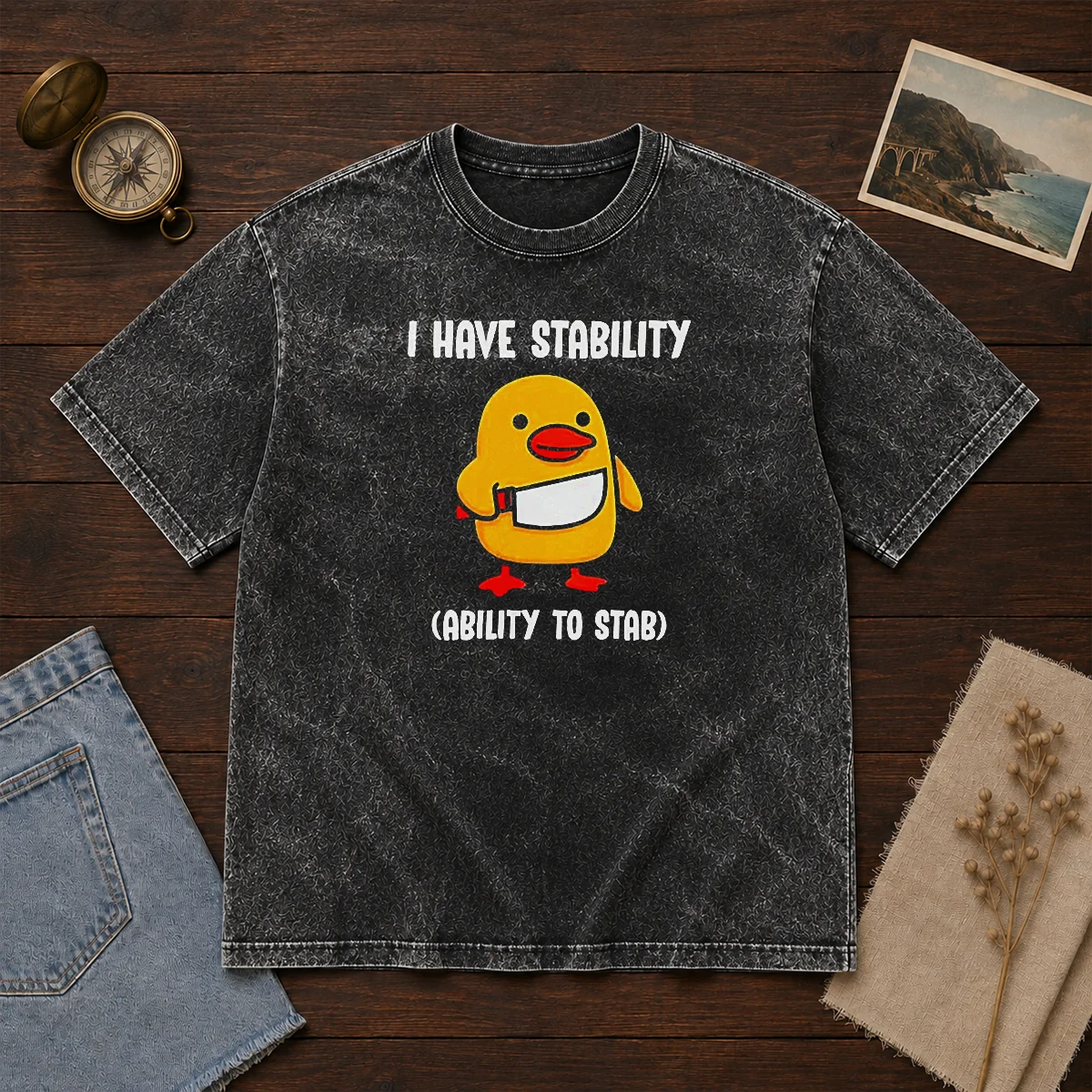 Official I Have Stability Ability To Stab Cute Duck With Knife Shirt - Image 8