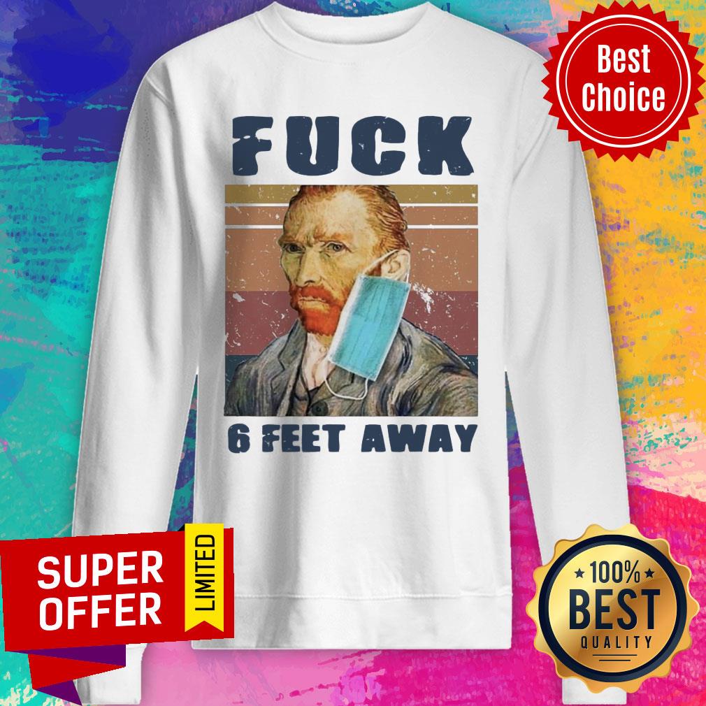 Van Gogh Face Mask Fuck 6 Feet Away Vintage Shirt - Image 4