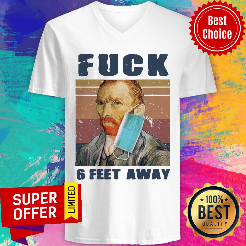 Van Gogh Face Mask Fuck 6 Feet Away Vintage Shirt - Image 5