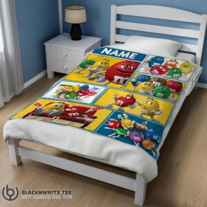 Alternative view of Premium Top Colorful Candy M&M’s Character Collage Blanket Fleece Customized Blanket