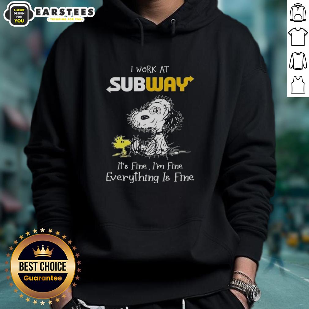 Funny Tired Snoopy And Woodstock I Work At Subway It's Fine I'm Fine Everything Is Fine T-Shirt - Image 2