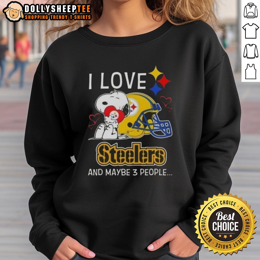Good Peanuts Snoopy Hug Heart I Love Pittsburgh Steelers And Maybe 3 People T-Shirt - Image 5