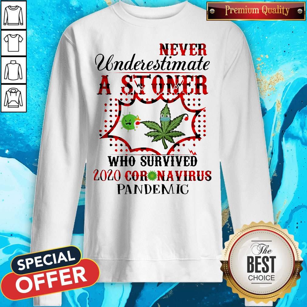 Never Underestimate A Stoner Who Survived 2020 Coronavirus Pandemic Shirt - Image 4