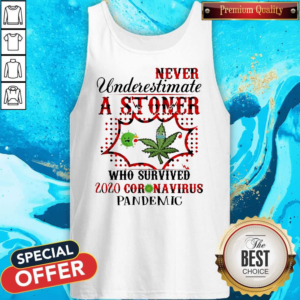 Never Underestimate A Stoner Who Survived 2020 Coronavirus Pandemic Shirt - Image 3