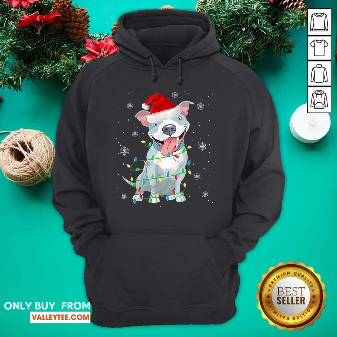 Sweet Pitbull Santa Light Merry Christmas Shirt - Image 3