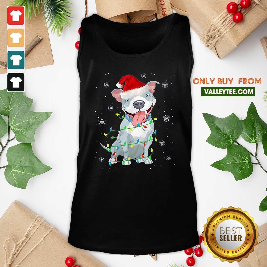 Sweet Pitbull Santa Light Merry Christmas Shirt - Image 5