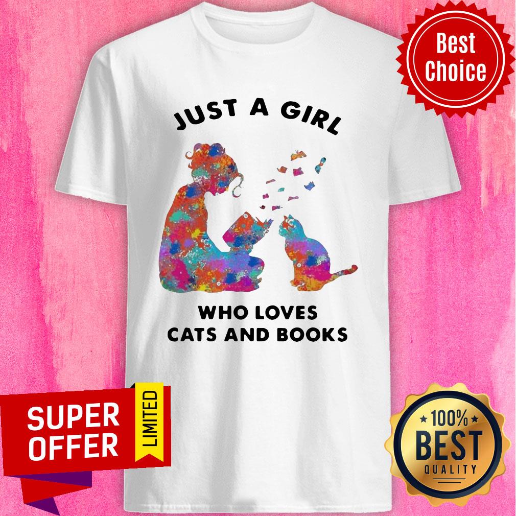 Premium Just A Girl Who Loves Cats And Books Shirt