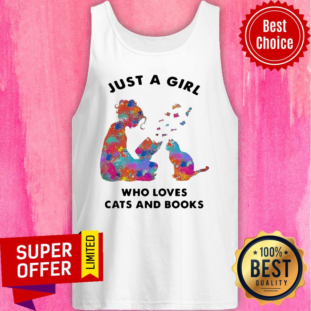 Premium Just A Girl Who Loves Cats And Books Shirt - Image 3