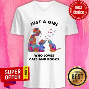 Alternative view of Premium Just A Girl Who Loves Cats And Books Shirt