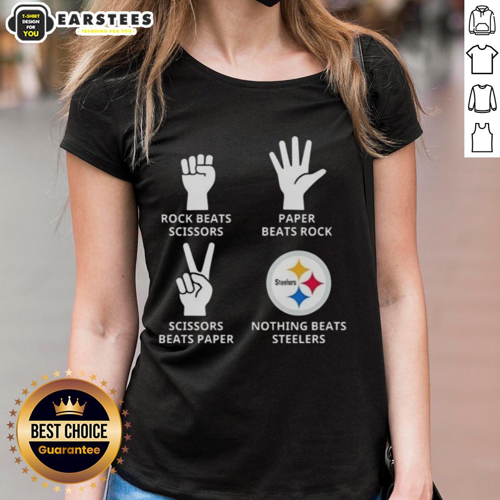 Nice Pittsburgh Steelers Nothing Beats Rock Beats Scissors Paper Beats Rock Scissors Beats Paper T-Shirt - Image 3