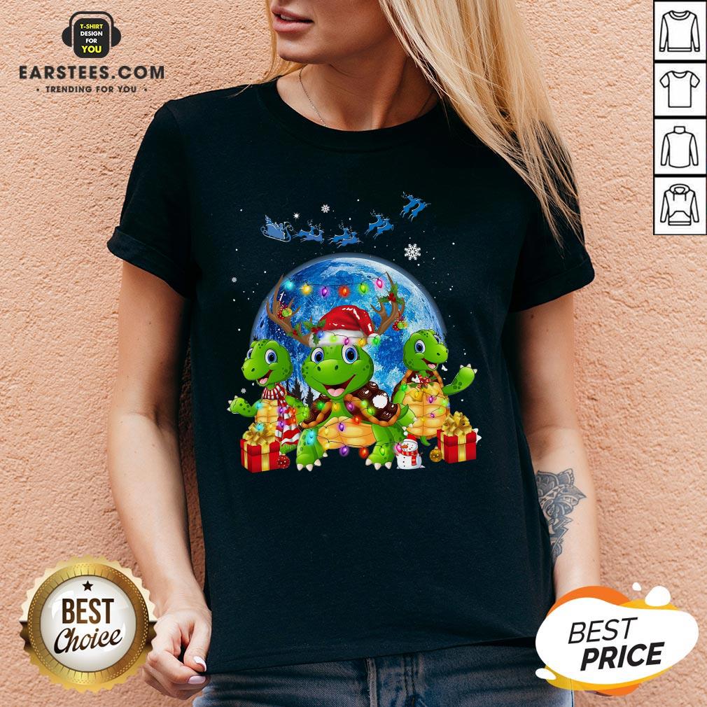 Original Turtles Reindeer Santa Merry Christmas Shirt - Image 3