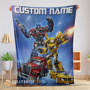 Happy Good Optimus Prime And Bumblebee Transformers Movie Blanket Customize Blanket