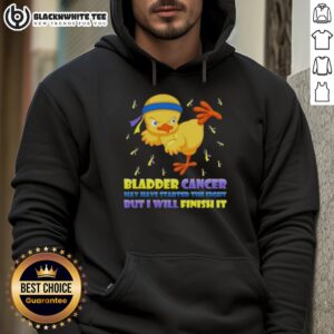 Alternative view of Official Cartoon Chick Karate Kick Bladder Cancer May Have Started The Fight But I Will Finish It T-Shirt