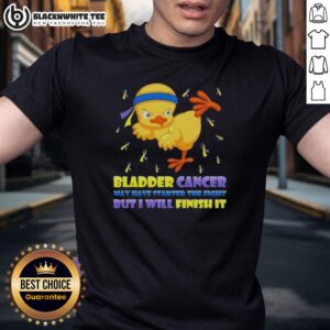 Official Cartoon Chick Karate Kick Bladder Cancer May Have Started The Fight But I Will Finish It T-Shirt