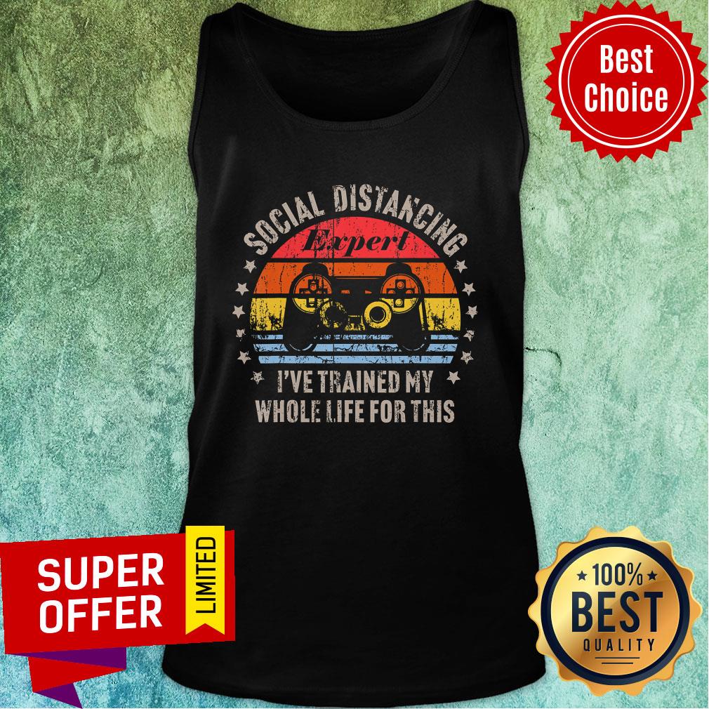 Social Distancing Expert Video Gamer Gaming Vintage Shirt - Image 3