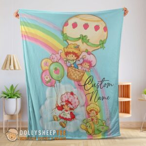 Happy Hot Strawberry Shortcake Cartoon With Friends Blanket Customize Blanket