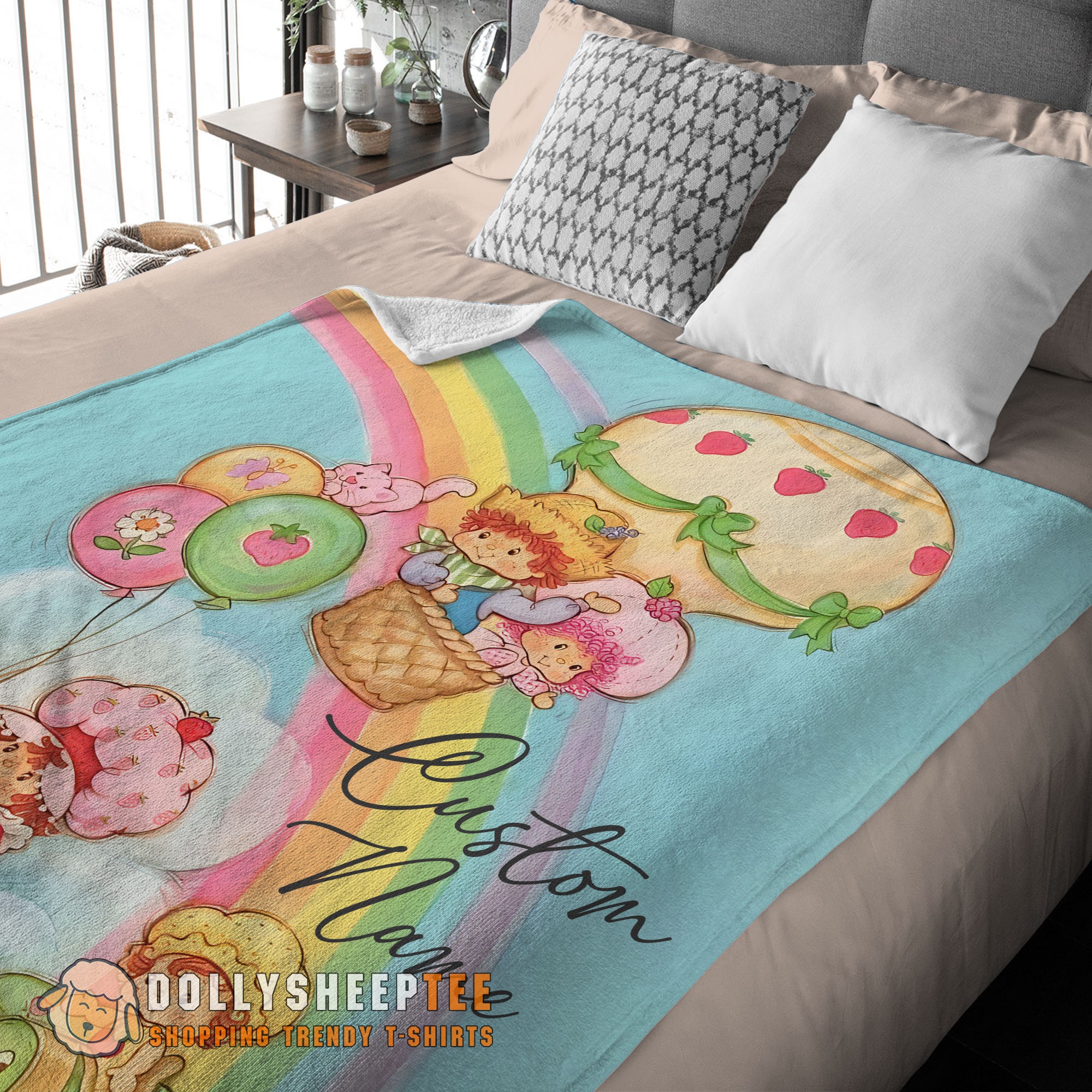 Happy Hot Strawberry Shortcake Cartoon With Friends Blanket Customize Blanket - Image 3