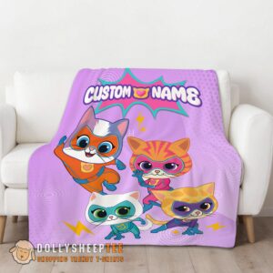 Alternative view of Happy Hot Super Kitties Assemble Feline Heroes In Action Blanket Fleece Customized Blanket