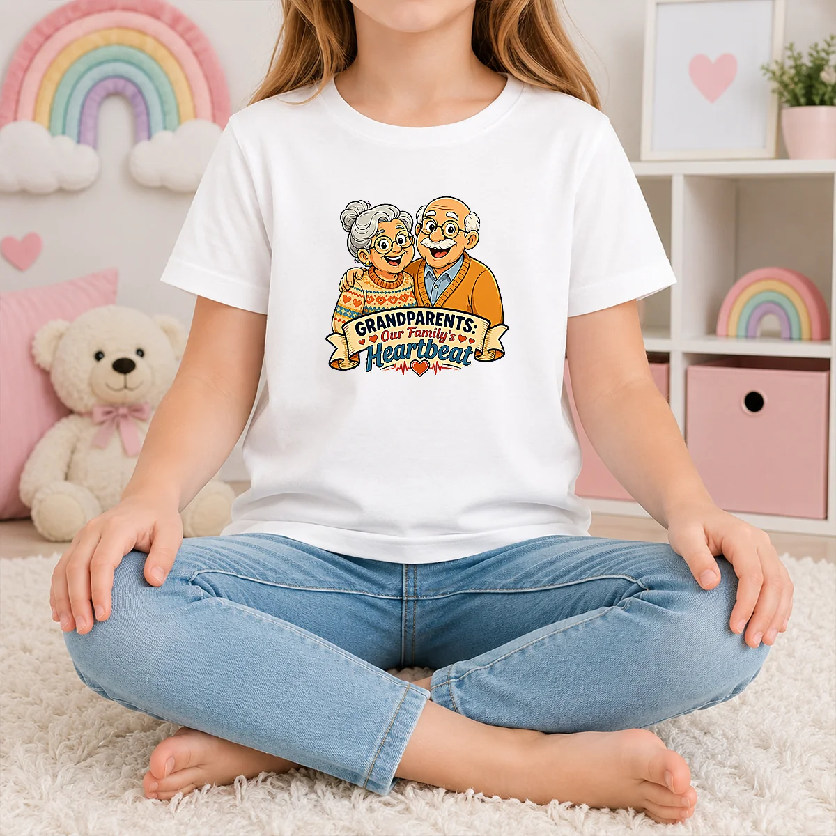 Original Grandparents Day Cartoon Honoring Family Heartbeat Shirt - Image 6