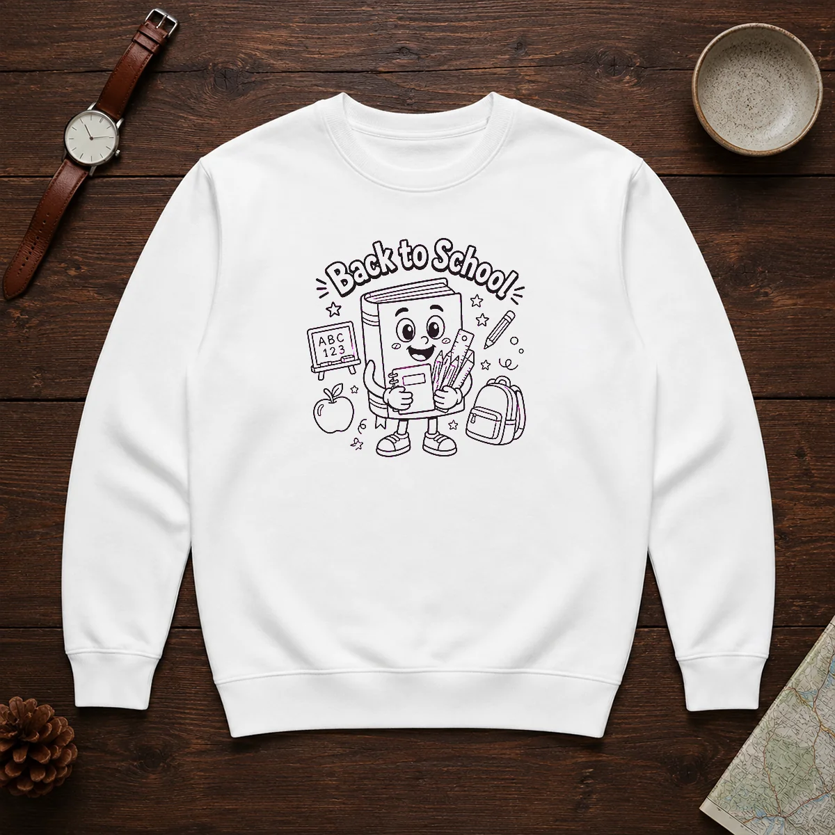 Pretty Back To School Fun Character Line Art Shirt - Image 7