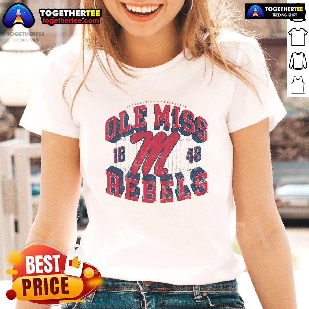 Official Ole Miss Rebels Field Arched Wordmark 1848 T-Shirt - Image 3